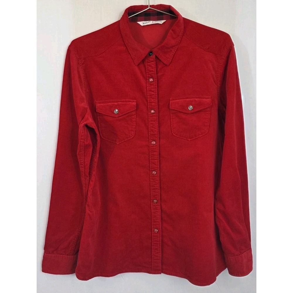 NWOT Woolrich Womens Med Red Pendulum Corduroy Shirt Pockets Western Outdoor